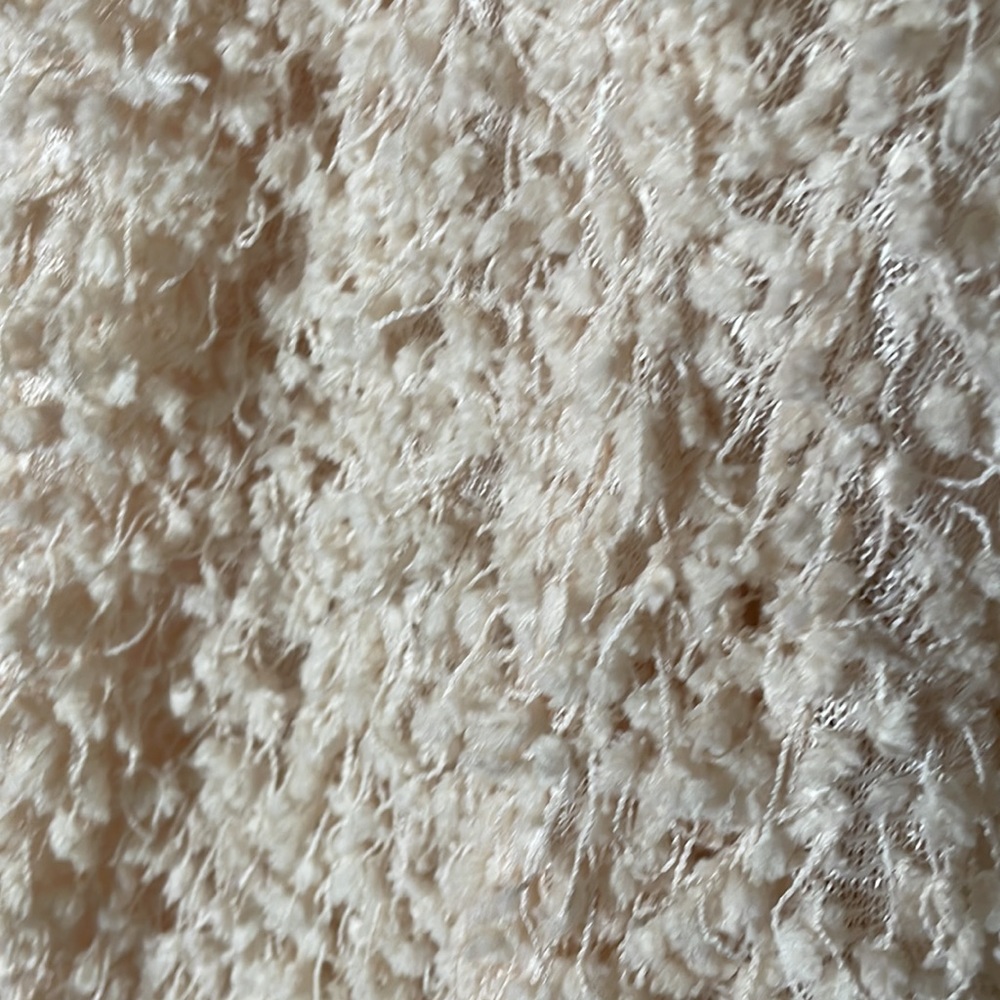 Blu Pepper - Cream Popcorn Fringe Fuzzy Open Cardigan - Size Large - Picture 5 of 8